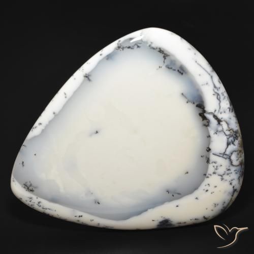 210.16ct Naturale bianco con nero Agata dendritica, Forma a pera, Opaco