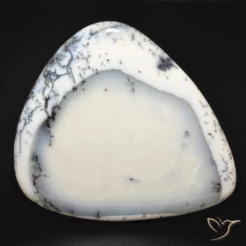 Agata dendritica bianco con nero naturale da 210.16 ct, Forma a pera, Opaco