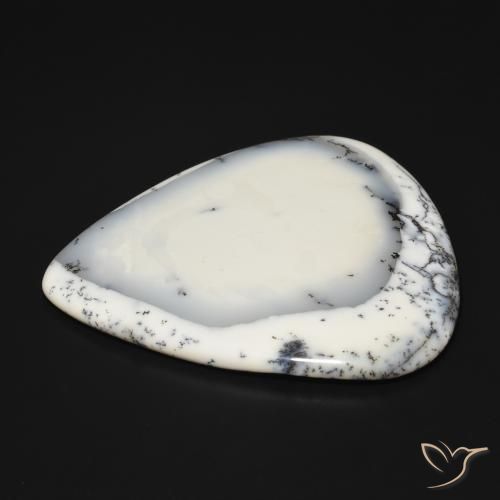 Agata dendritica bianco con nero naturale da 210.16 ct, Forma a pera, Opaco