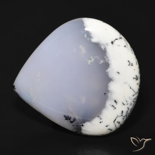 62.65ct Naturale bianco con nero Agata dendritica, Forma a pera, Traslucido