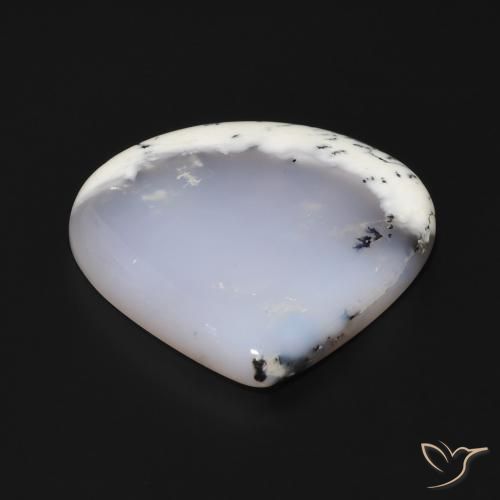 Agata dendritica bianco con nero naturale da 62.65 ct, Forma a pera, Traslucido