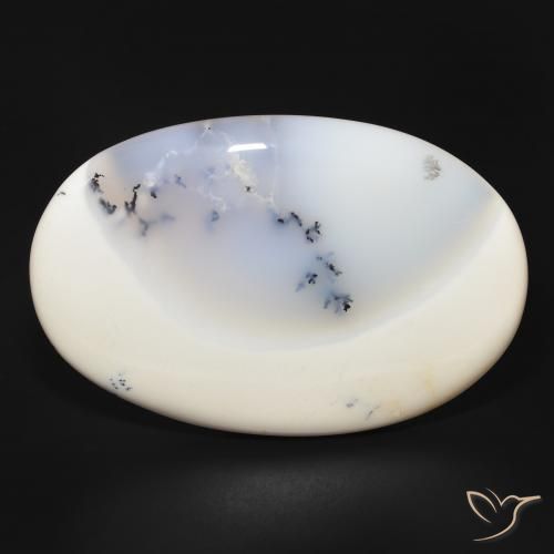 144.19ct Naturale bianco con nero Agata dendritica, Ovale, Opaco