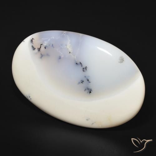 Agata dendritica bianco con nero naturale da 144.19 ct, Ovale, Opaco
