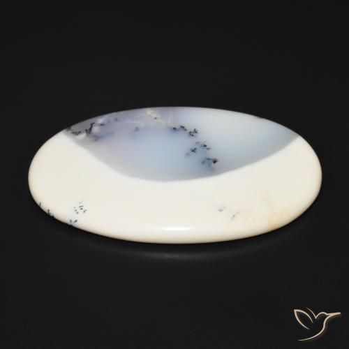 Agata dendritica bianco con nero naturale da 144.19 ct, Ovale, Opaco