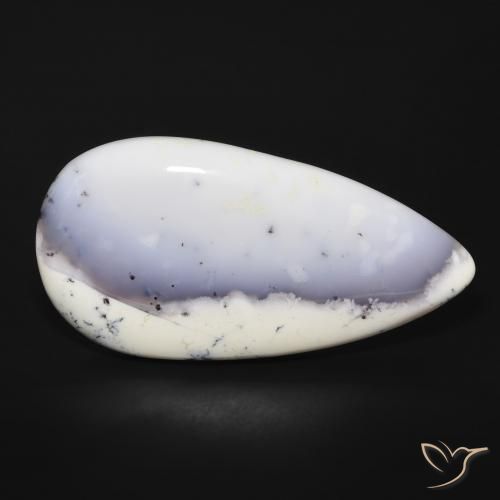 Agata dendritica bianco con nero naturale da 43.66 ct, Forma a pera, Opaco