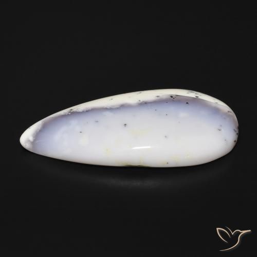 Agata dendritica bianco con nero naturale da 43.66 ct, Forma a pera, Opaco