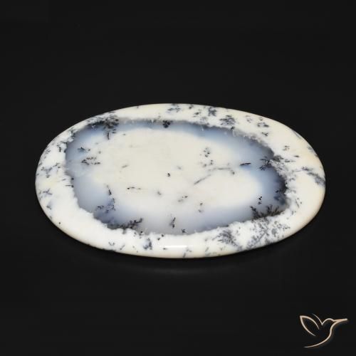 Agata dendritica bianco con nero naturale da 215.80 ct, Ovale, Opaco