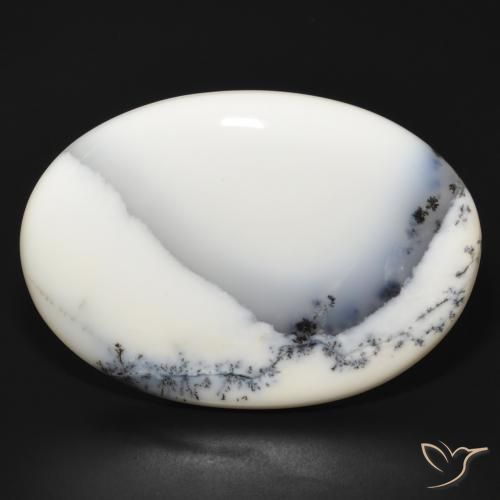 83.43ct Naturale bianco con nero Agata dendritica, Ovale, Opaco