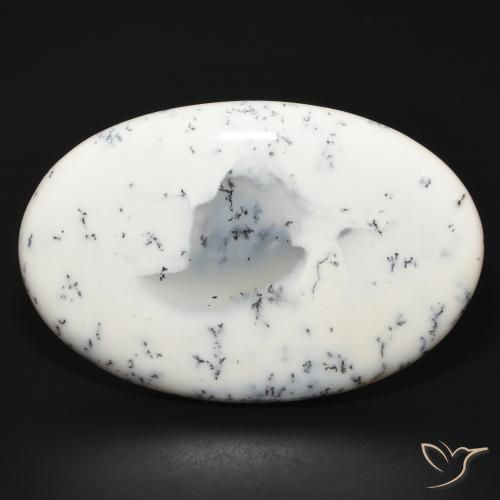 88.08ct Naturale bianco con nero Agata dendritica, Ovale, Opaco