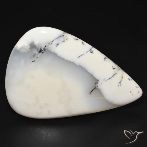 113.87ct Naturale bianco con nero Agata dendritica, Forma a pera, Opaco