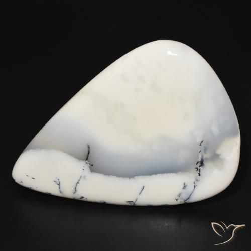 Agata dendritica bianco con nero naturale da 113.87 ct, Forma a pera, Opaco