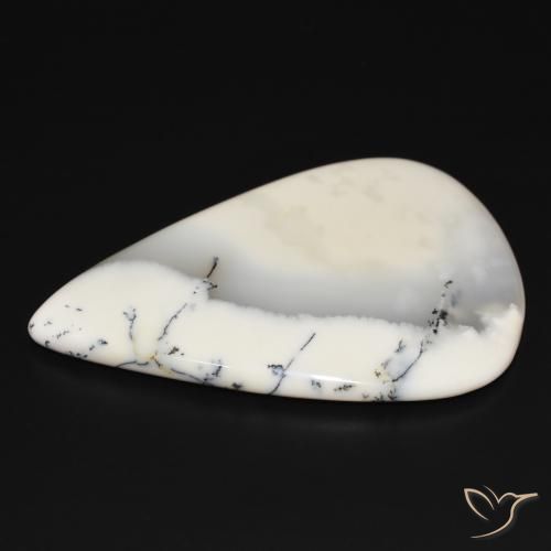 Agata dendritica bianco con nero naturale da 113.87 ct, Forma a pera, Opaco