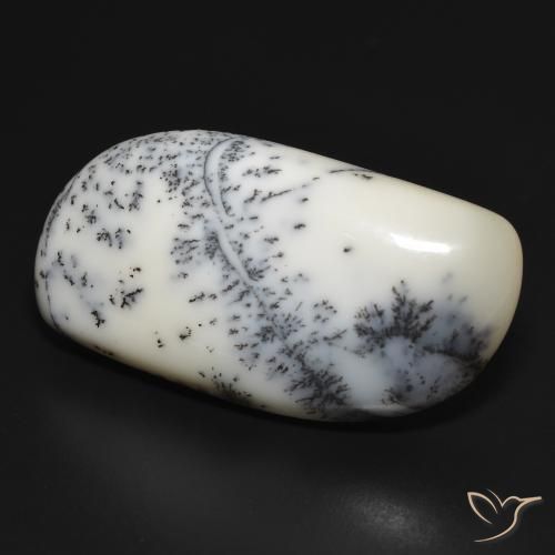 Agata dendritica bianco con nero naturale da 35.33 ct, Taglio a fantasia, Opaco