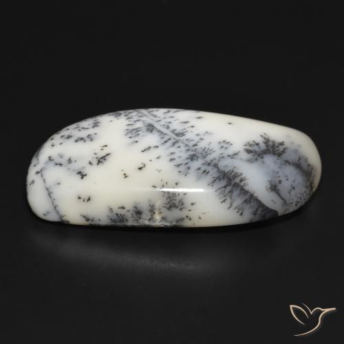 Agata dendritica bianco con nero naturale da 35.33 ct, Taglio a fantasia, Opaco