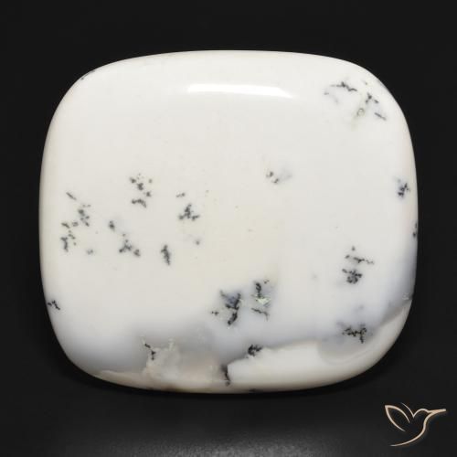 43.27ct Naturale bianco con nero Agata dendritica, Cuscino, Opaco