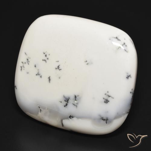 Agata dendritica bianco con nero naturale da 43.27 ct, Cuscino, Opaco