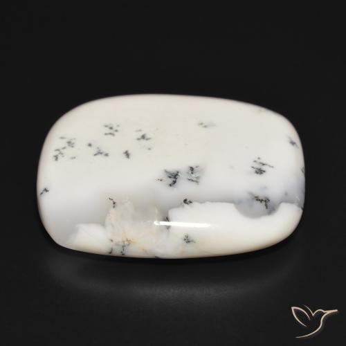 Agata dendritica bianco con nero naturale da 43.27 ct, Cuscino, Opaco
