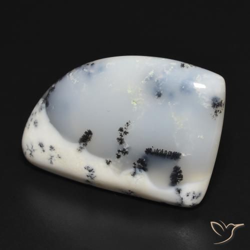 Agata dendritica bianco con nero naturale da 20.32 ct, Taglio a fantasia, Opaco