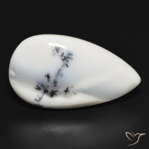 Agata dendritica bianco con nero naturale da 29.30 ct, Forma a pera, Opaco