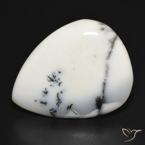 31.45ct Naturale bianco con nero Agata dendritica, Forma a pera, Opaco