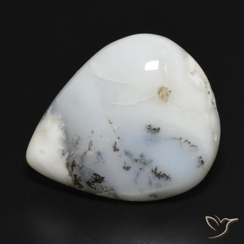 20.76ct Naturale bianco con nero Agata dendritica, Forma a pera, Opaco