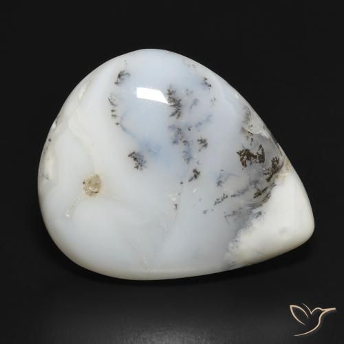 Agata dendritica bianco con nero naturale da 20.76 ct, Forma a pera, Opaco