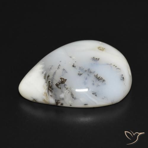 Agata dendritica bianco con nero naturale da 20.76 ct, Forma a pera, Opaco