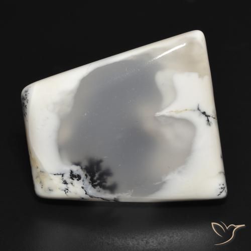 33.09ct Naturale bianco con nero Agata dendritica, Taglio a fantasia, Traslucido