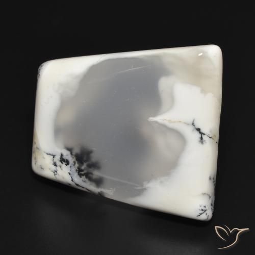 Agata dendritica bianco con nero naturale da 33.09 ct, Taglio a fantasia, Traslucido