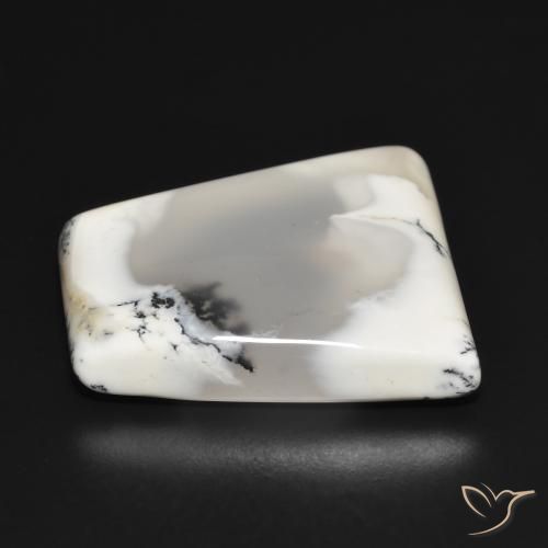 Agata dendritica bianco con nero naturale da 33.09 ct, Taglio a fantasia, Traslucido