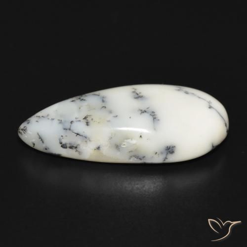 Agata dendritica bianco con nero naturale da 11.14 ct, Forma a pera, Opaco