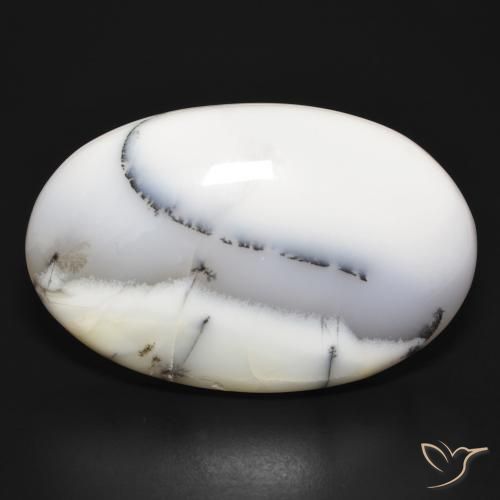 54.75ct Naturale bianco con nero Agata dendritica, Ovale, Opaco