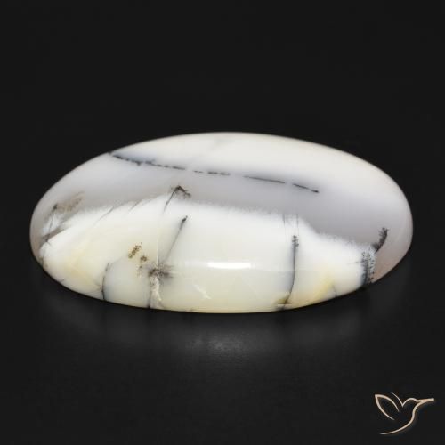 Agata dendritica bianco con nero naturale da 54.75 ct, Ovale, Opaco
