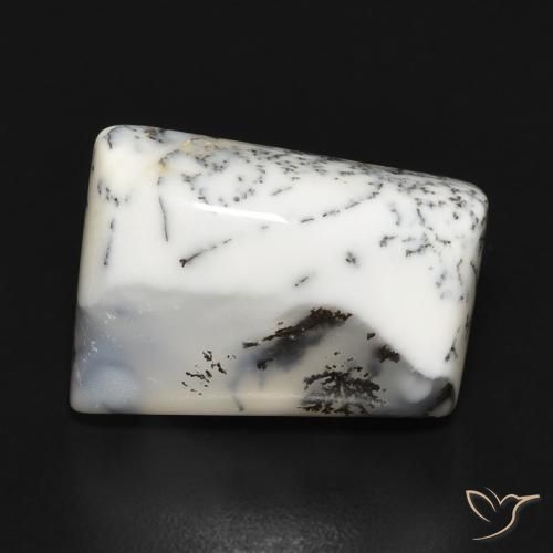 10.55ct Naturale bianco con nero Agata dendritica, Taglio a fantasia, Opaco