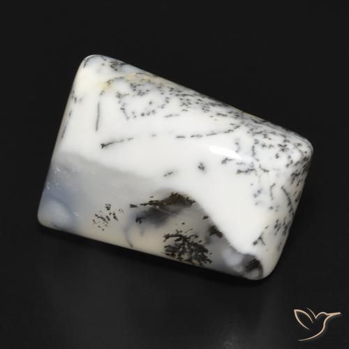 Agata dendritica bianco con nero naturale da 10.55 ct, Taglio a fantasia, Opaco