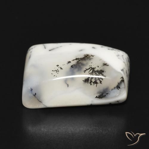 Agata dendritica bianco con nero naturale da 10.55 ct, Taglio a fantasia, Opaco