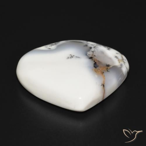 Agata dendritica bianco con nero naturale da 34.61 ct, Forma a pera, Opaco
