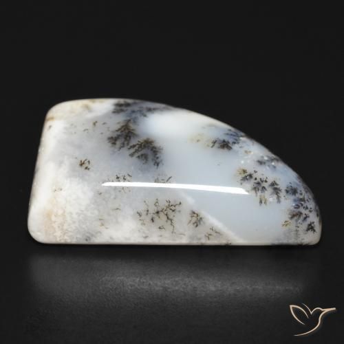 Agata dendritica bianco con nero naturale da 33.60 ct, Taglio a fantasia, Opaco