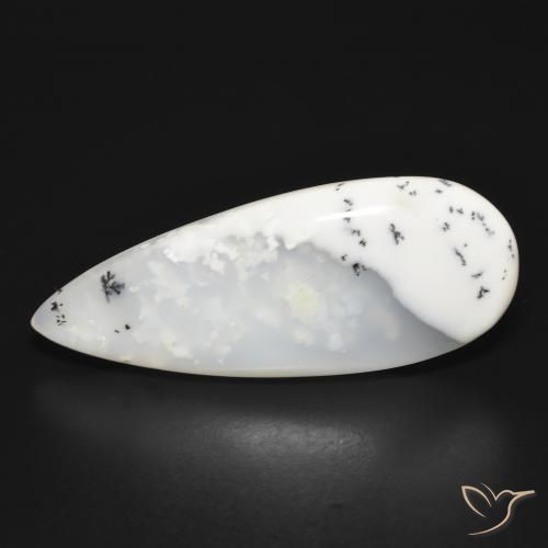 20.07ct Naturale bianco con nero Agata dendritica, Forma a pera, Traslucido