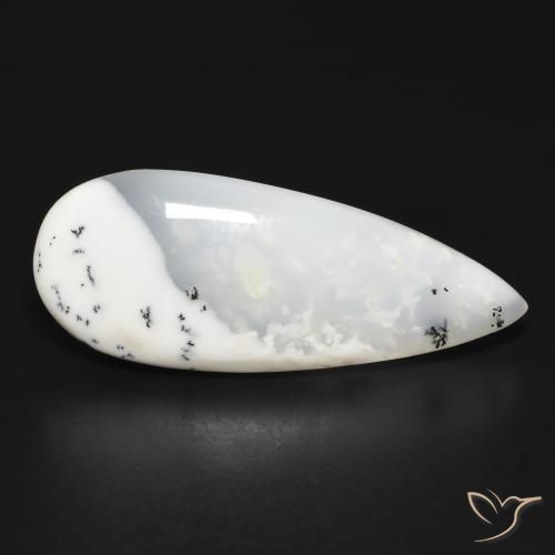 Agata dendritica bianco con nero naturale da 20.07 ct, Forma a pera, Traslucido