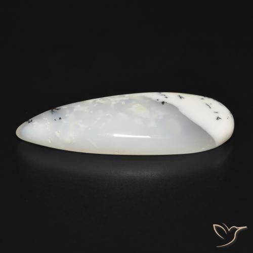 Agata dendritica bianco con nero naturale da 20.07 ct, Forma a pera, Traslucido