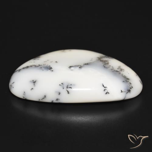 Agata dendritica bianco con nero naturale da 31.47 ct, Taglio a fantasia, Opaco