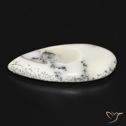 Agata dendritica bianco con nero naturale da 32.69 ct, Forma a pera, Opaco