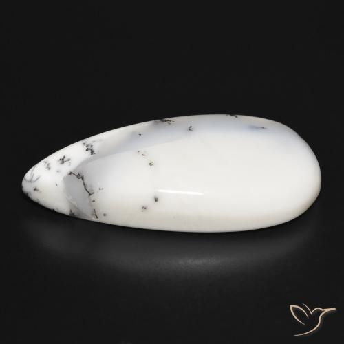Agata dendritica bianco con nero naturale da 34.01 ct, Forma a pera, Opaco