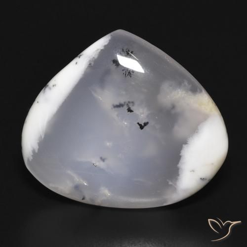 17.98ct Naturale bianco con nero Agata dendritica, Forma a pera, Traslucido
