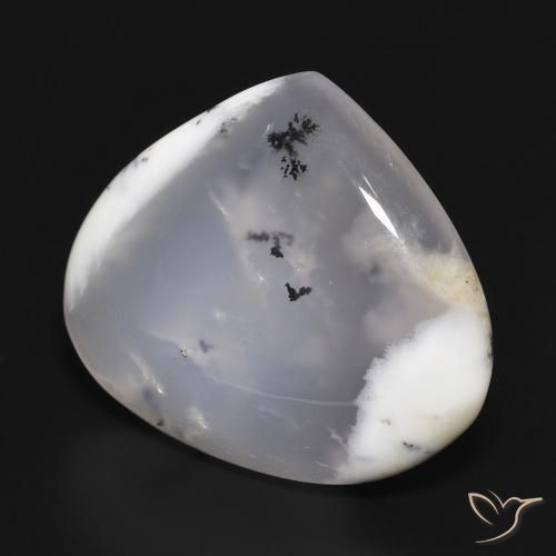 Agata dendritica bianco con nero naturale da 17.98 ct, Forma a pera, Traslucido