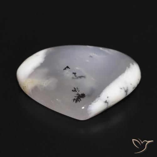 Agata dendritica bianco con nero naturale da 17.98 ct, Forma a pera, Traslucido
