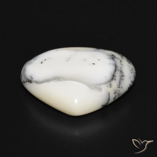 Agata dendritica bianco con nero naturale da 11.88 ct, Forma a pera, Opaco