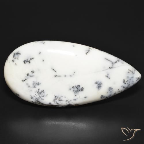 Agata dendritica Multicolore Bianco naturale da 52.47 ct, Forma a pera, Opaco