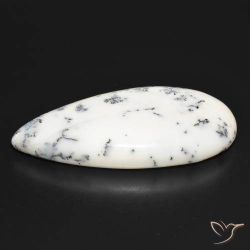 Agata dendritica Multicolore Bianco naturale da 52.47 ct, Forma a pera, Opaco